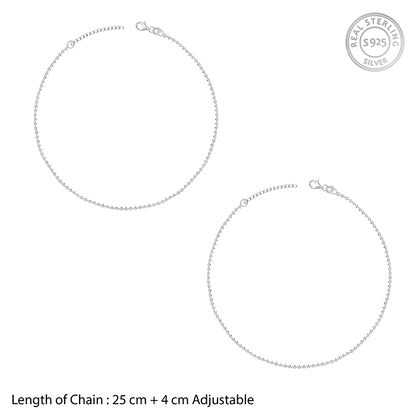 Silver Classic Beaded Anklet