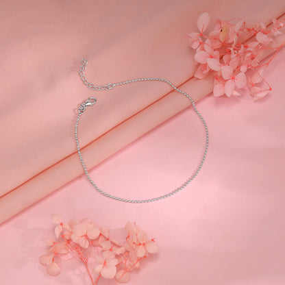 Silver Classic Beaded Anklet