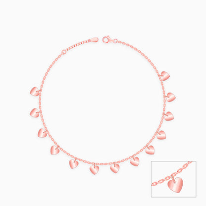 Rose Gold Hearts Ablaze Anklet
