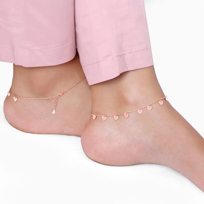 Rose Gold Hearts Ablaze Anklet