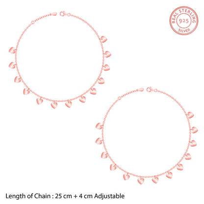 Rose Gold Hearts Ablaze Anklet