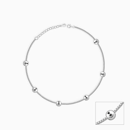 Silver Beautiful Bead Anklet