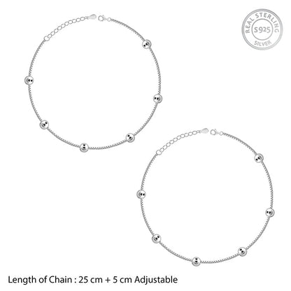 Silver Beautiful Bead Anklet