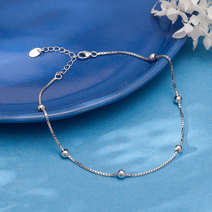 Silver Beautiful Bead Anklet