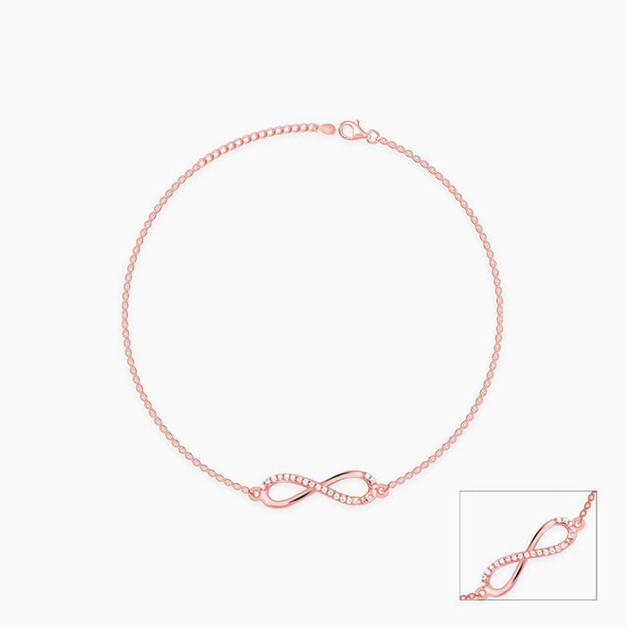 Rose Gold Eternal Loop Anklet - view 2