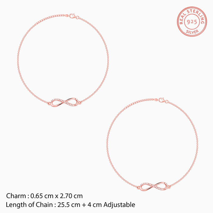 Rose Gold Eternal Loop Anklet - view 4