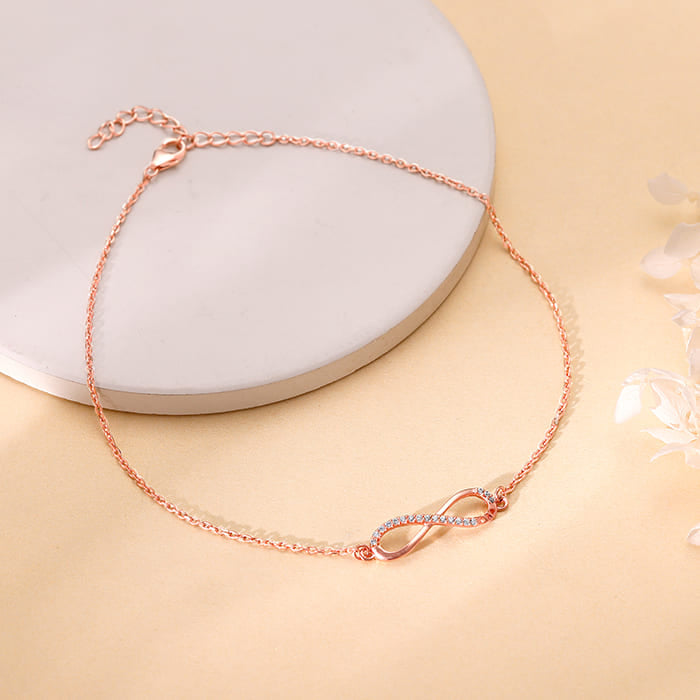 Rose Gold Eternal Loop Anklet - view 3