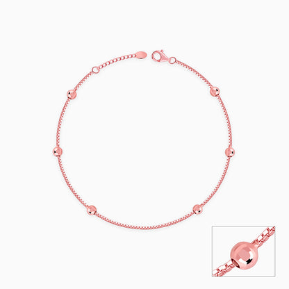 Rose Gold Beaded Box Chain Anklet
