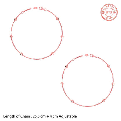 Rose Gold Beaded Box Chain Anklet