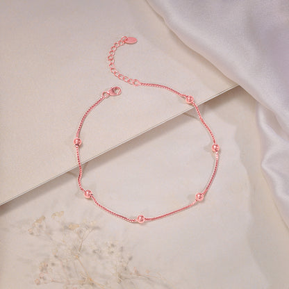 Rose Gold Beaded Box Chain Anklet