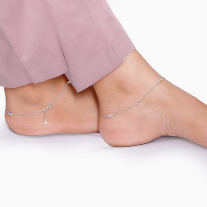 Silver Whisper Glow Anklet