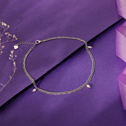 Silver Pearl Mist Anklet