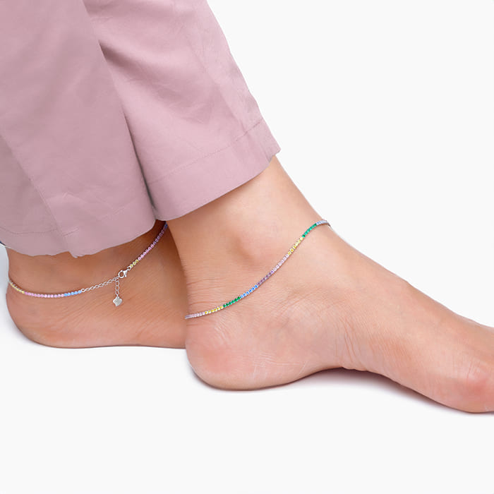 Silver Spectrum Shine Anklet - Image 1