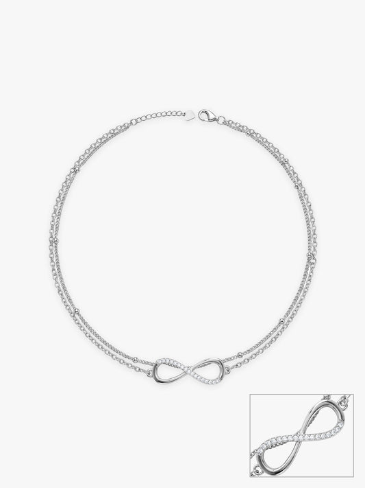 Silver Infinite Glow Layered Anklet
