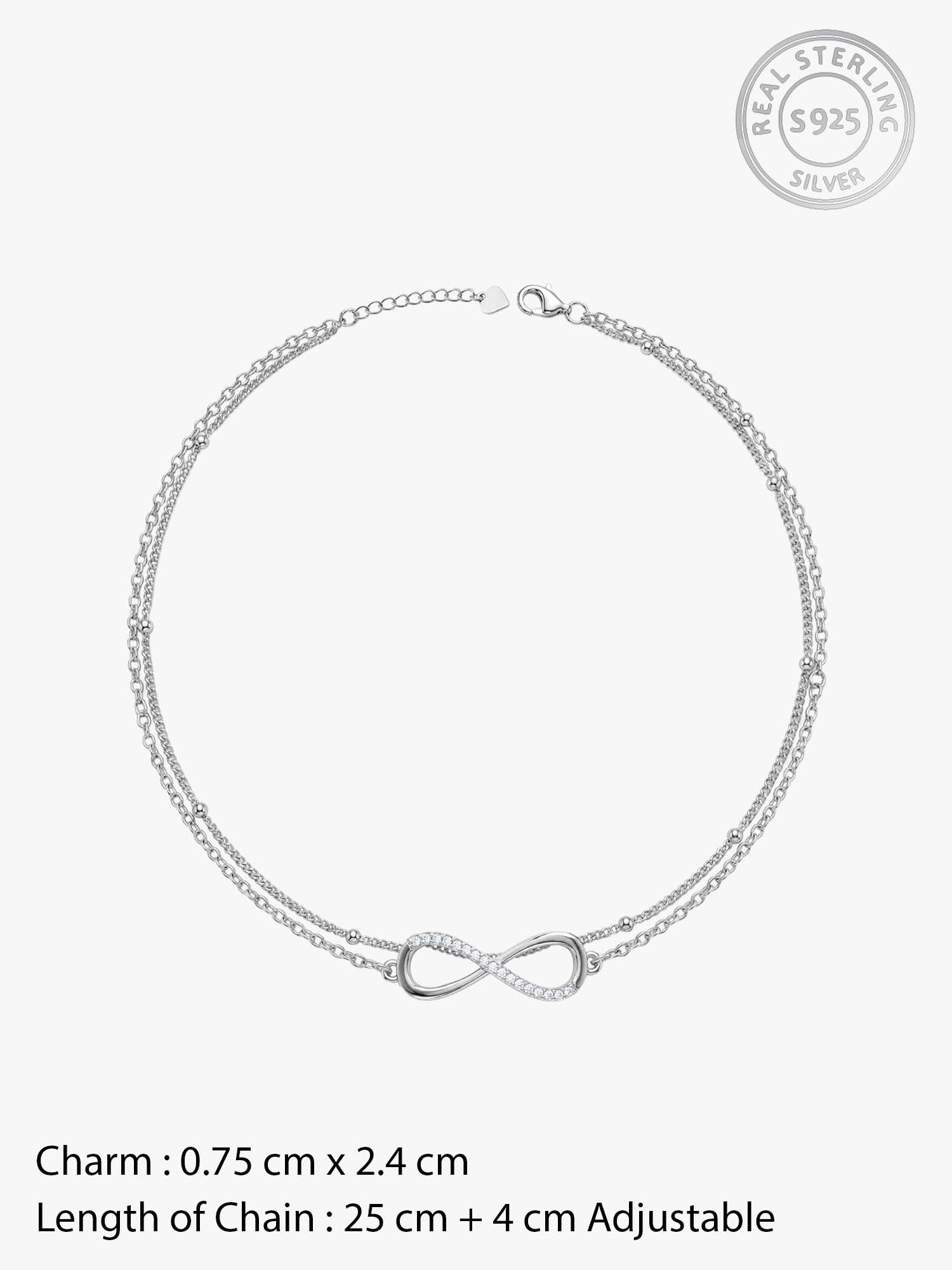 Silver Infinite Glow Layered Anklet