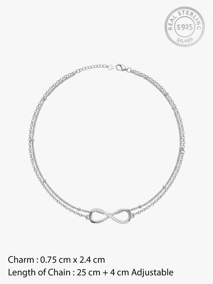 Silver Infinite Glow Layered Anklet
