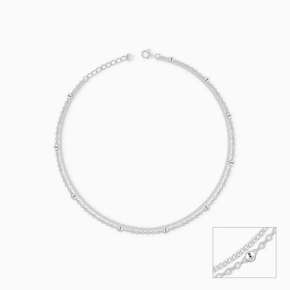 Silver Twinkling Duo Layered Anklet