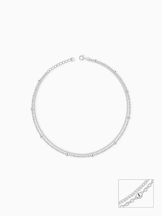 Silver Twinkling Duo Layered Anklet