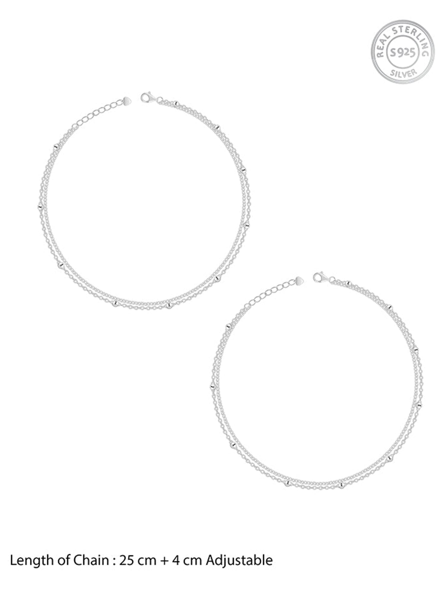 Silver Twinkling Duo Layered Anklet