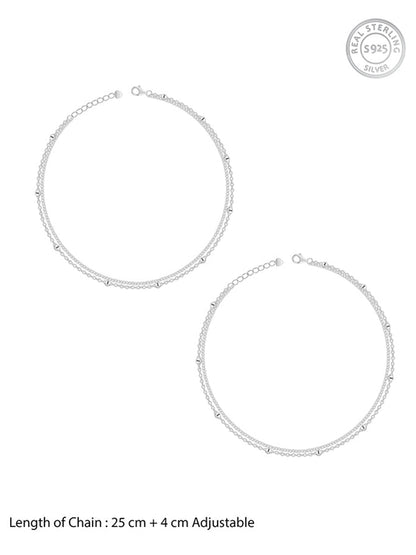 Silver Twinkling Duo Layered Anklet