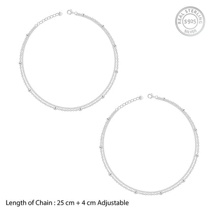 Silver Twinkling Duo Layered Anklet