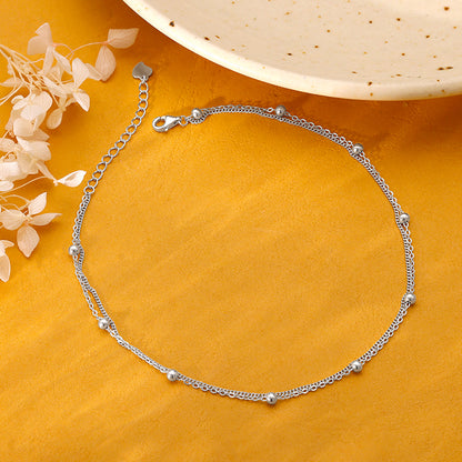 Silver Twinkling Duo Layered Anklet
