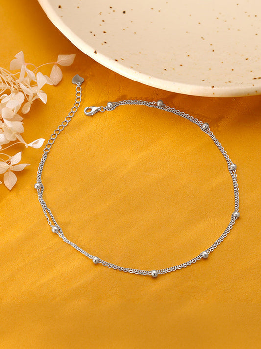 Silver Twinkling Duo Layered Anklet