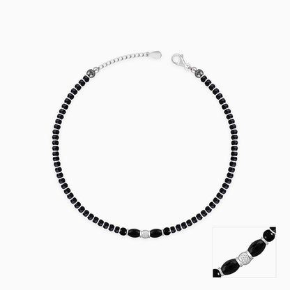 Silver Minimal Black Anklet