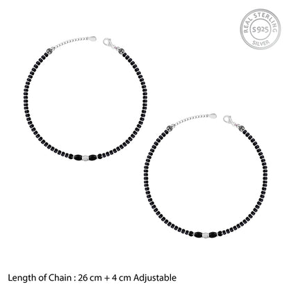 Silver Minimal Black Anklet