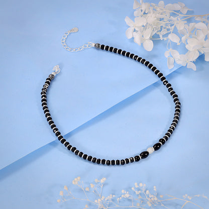 Silver Minimal Black Anklet
