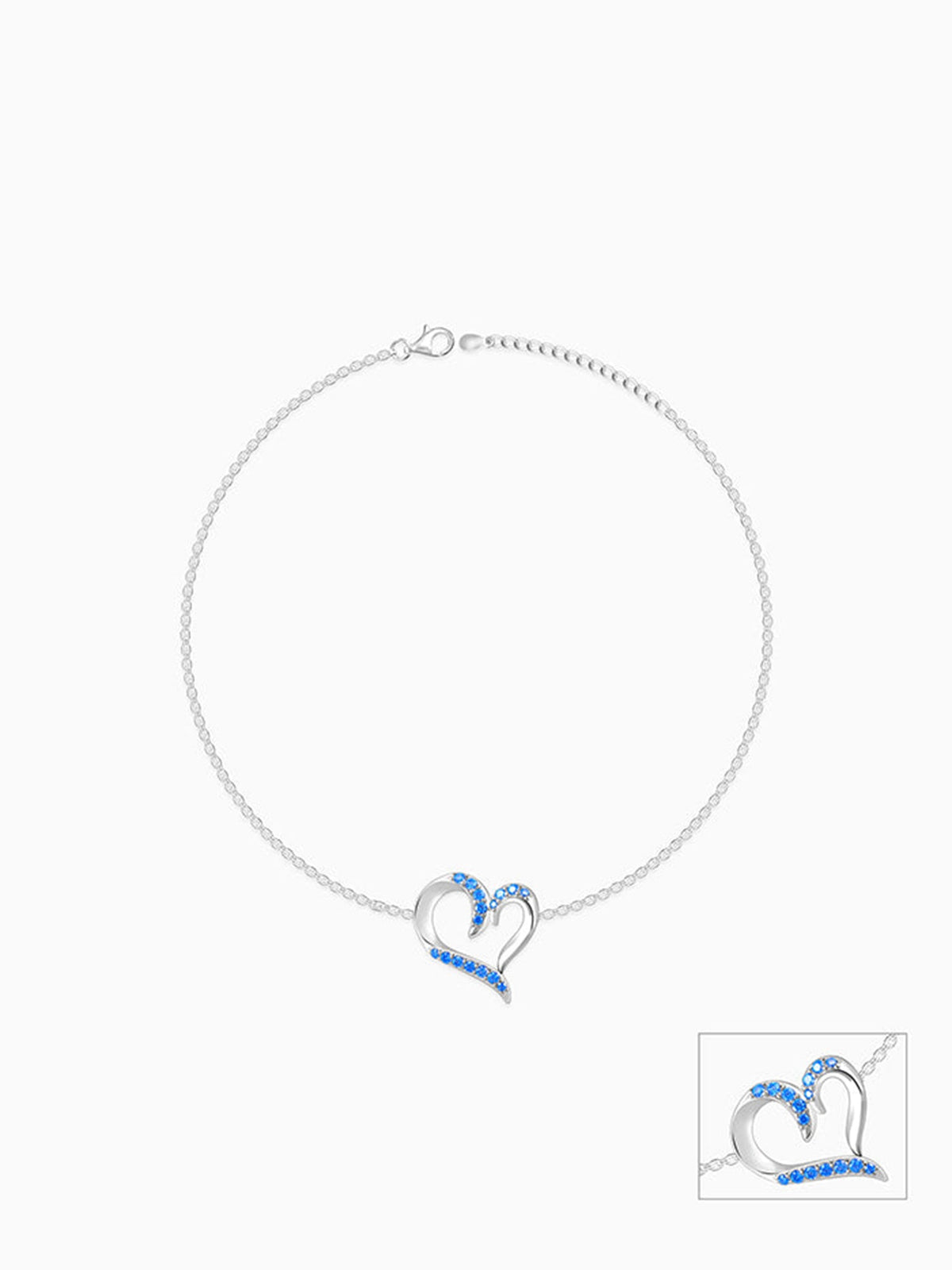 Silver Dewy Heart Anklet