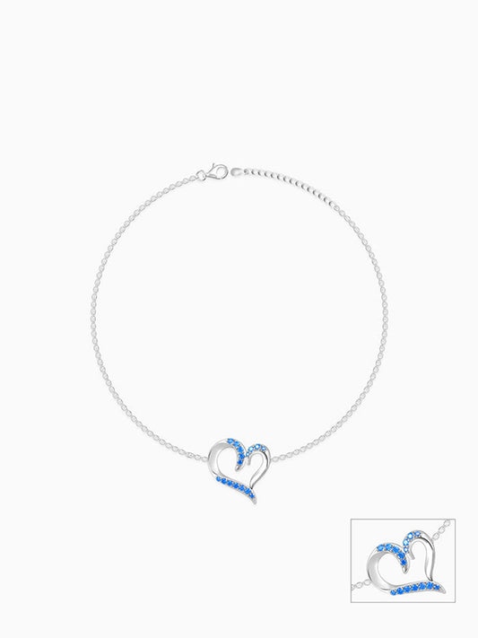 Silver Dewy Heart Anklet