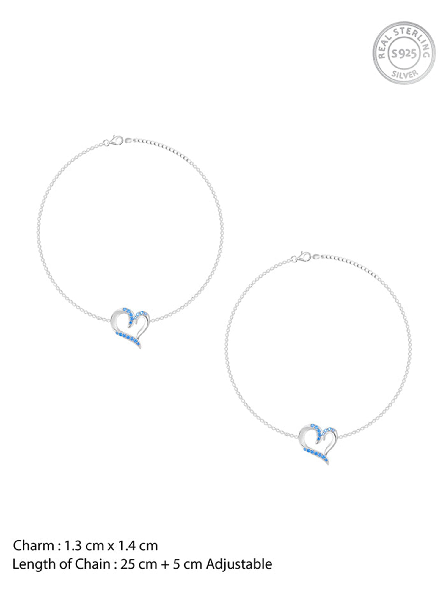 Silver Dewy Heart Anklet