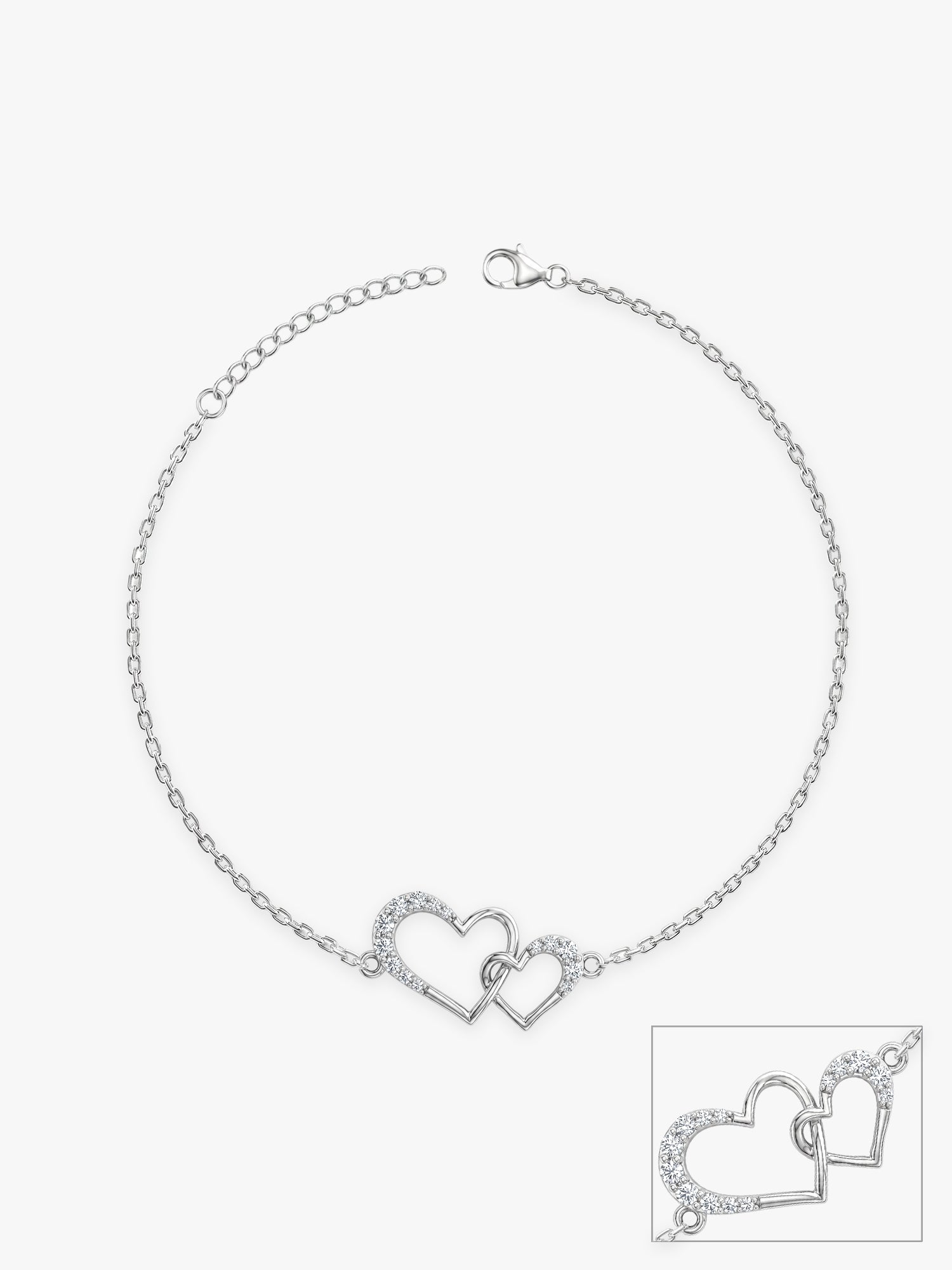 Silver Heart Interlocked Anklet