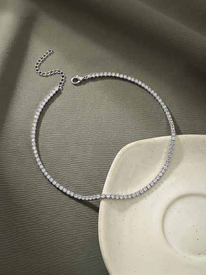 Silver Classic Tennis Anklet