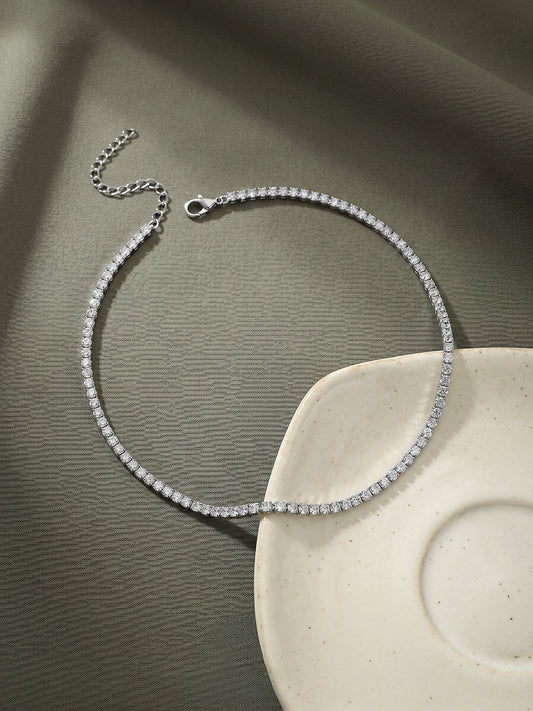 Silver Classic Tennis Anklet