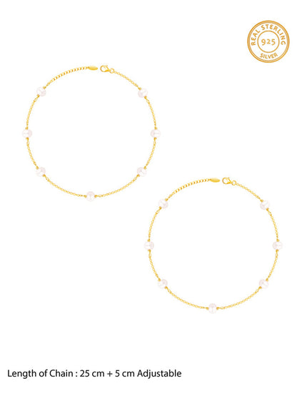 Golden Minimal Pearl Anklet
