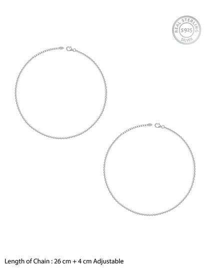 Silver Minimal Beaded Anklet