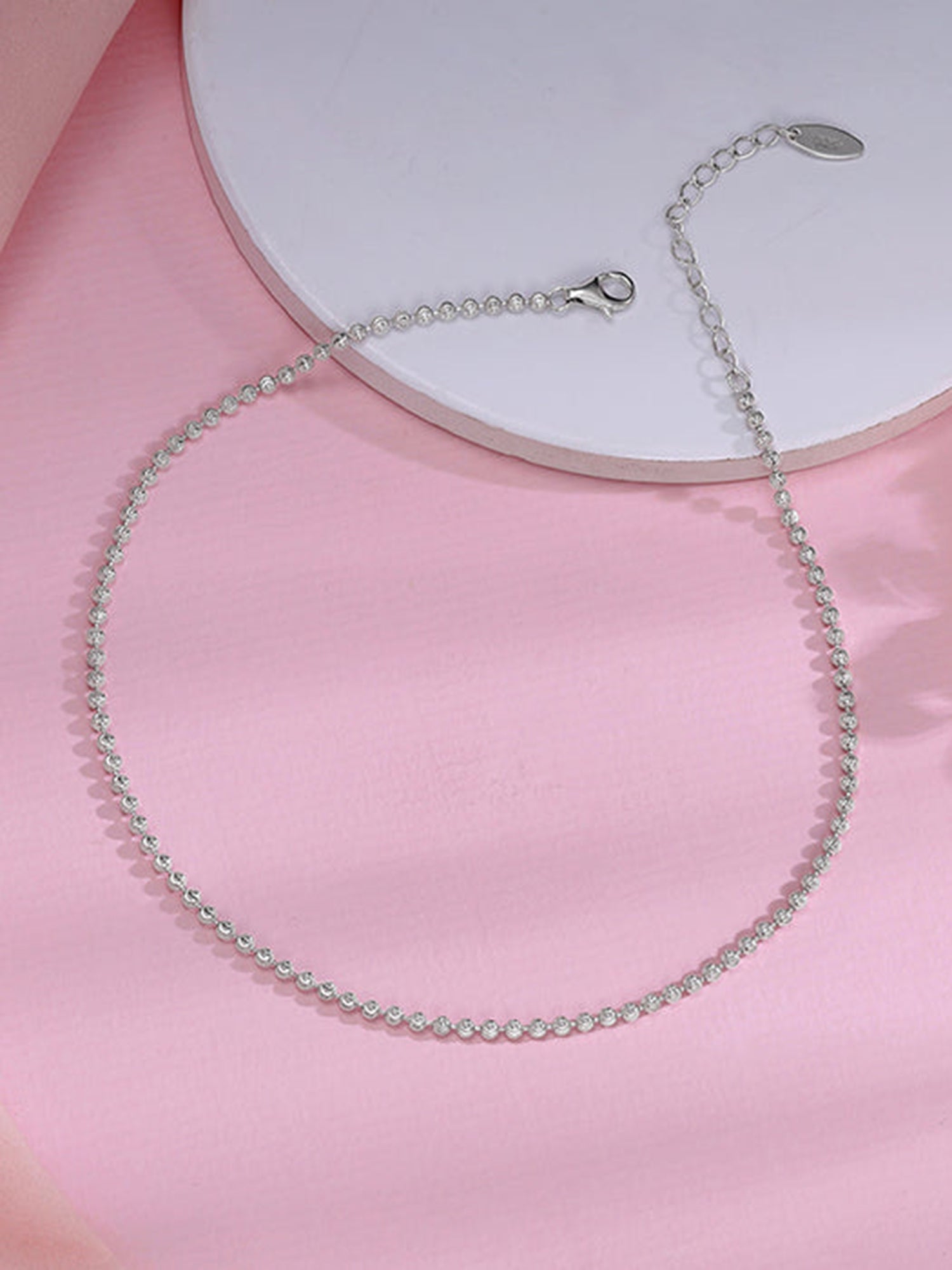 Silver Minimal Beaded Anklet