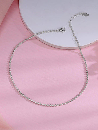 Silver Minimal Beaded Anklet