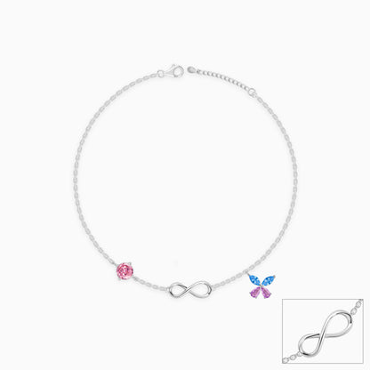 Silver Blue Butterfly Infinity Anklet