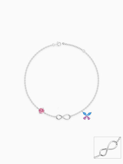 Silver Blue Butterfly Infinity Anklet