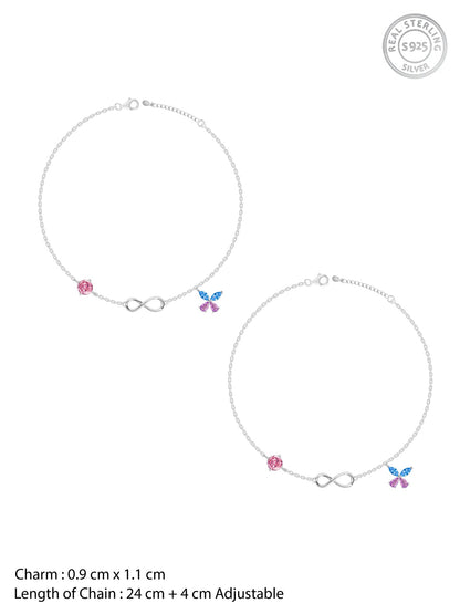Silver Blue Butterfly Infinity Anklet