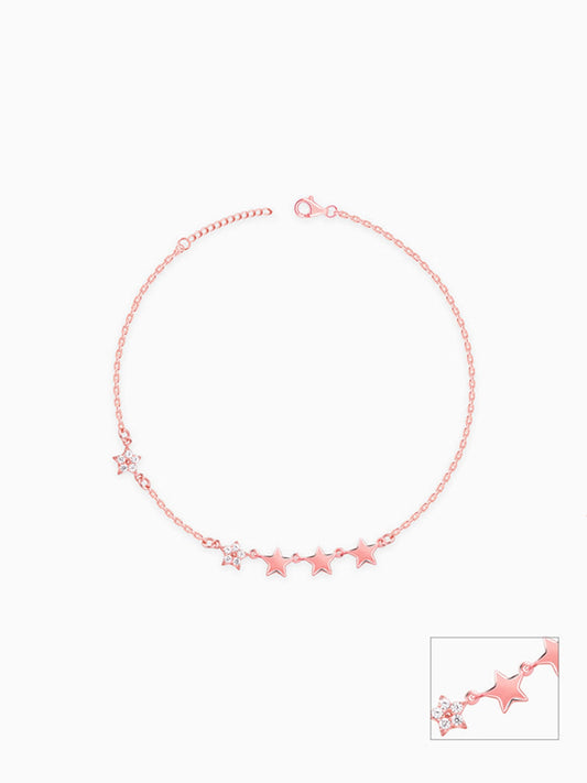 Rose Gold Tetrad Stars Anklet