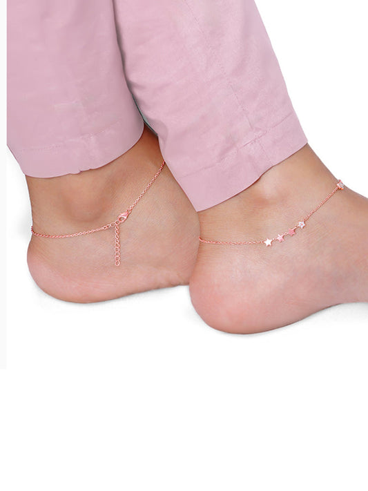 Rose Gold Tetrad Stars Anklet