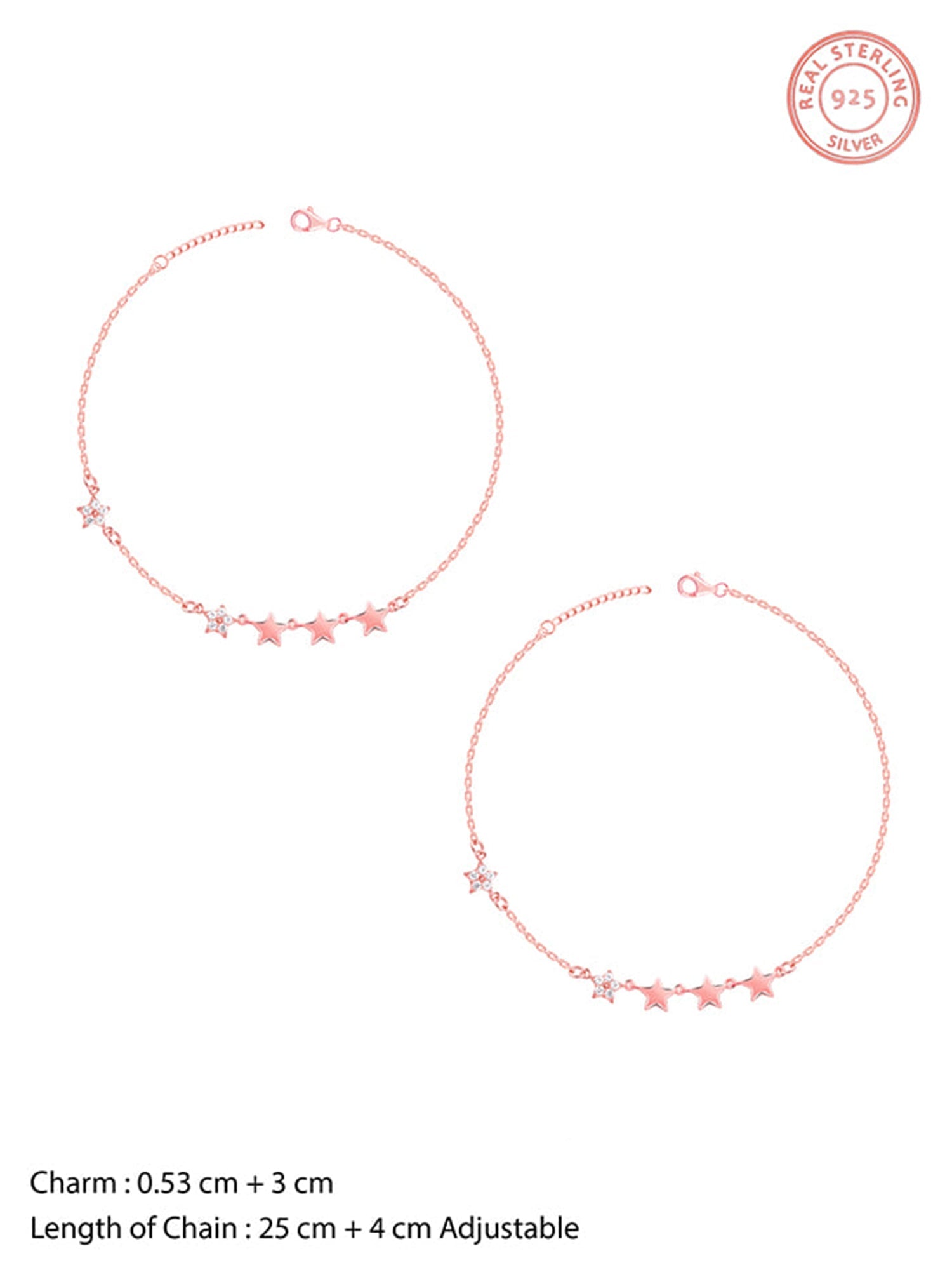 Rose Gold Tetrad Stars Anklet