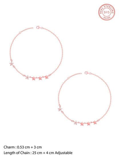 Rose Gold Tetrad Stars Anklet