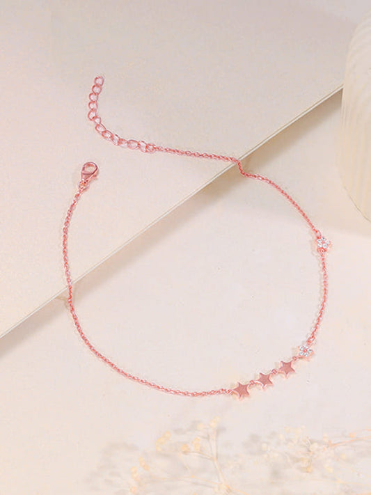 Rose Gold Tetrad Stars Anklet