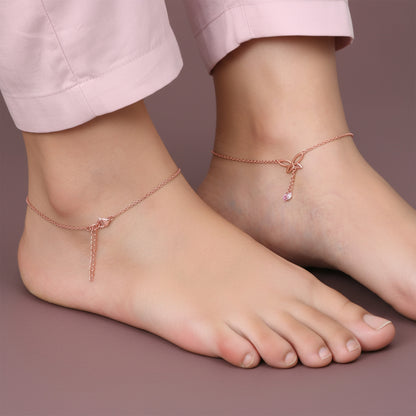 Rose Gold Butterfly Dance Anklet