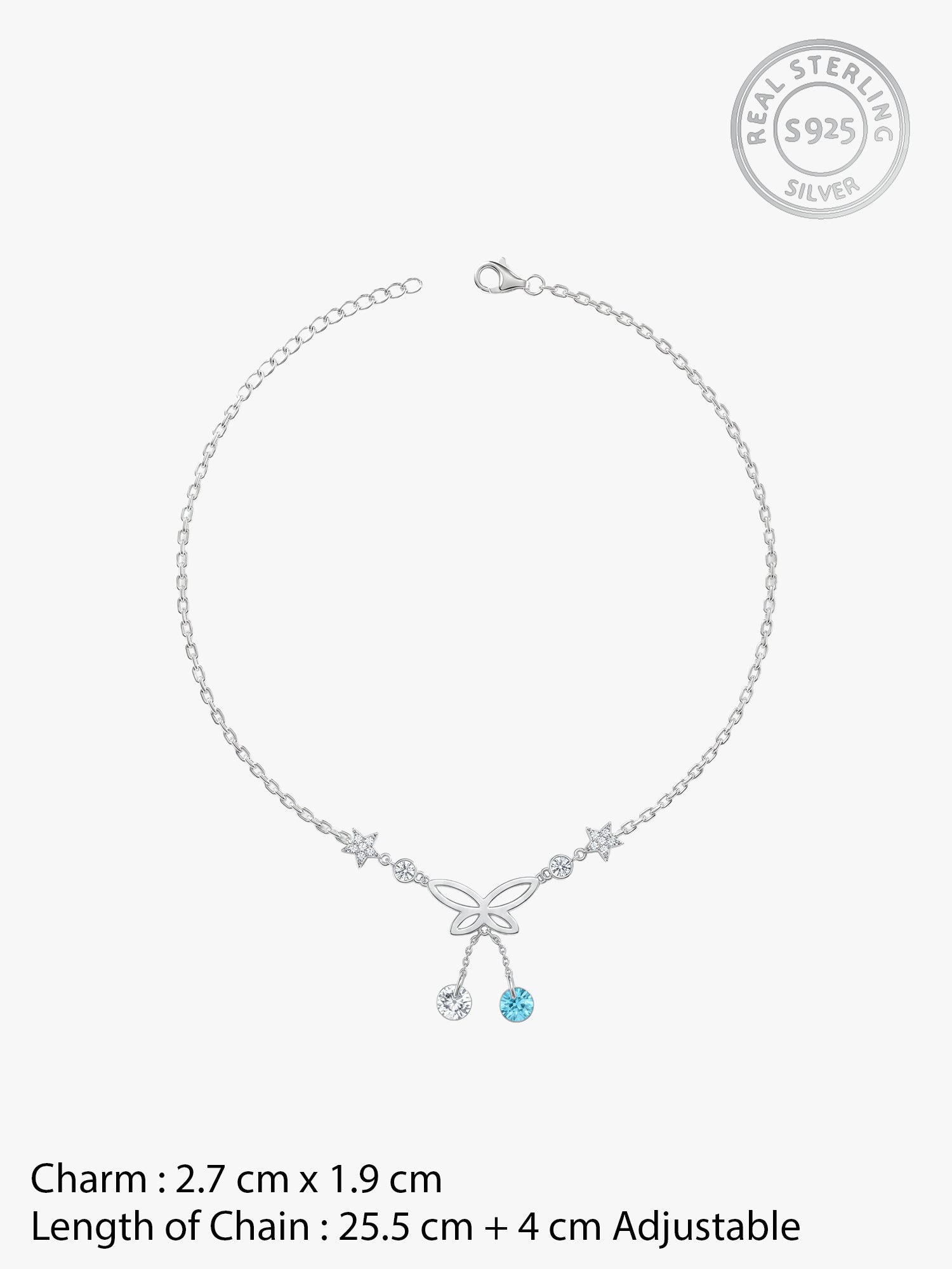 Silver Be A Butterfly Anklet